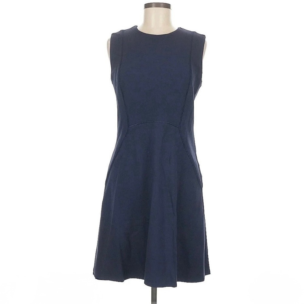 Reiss Navy Blue Ponte Knit Sleeveless Flare Dress Size 6